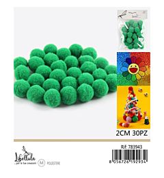 PALLINE IN POLIESTERE - VERDE 2CM - 30PZGev