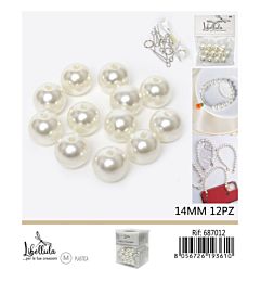 PERLINE IN PVC CON FORO - BIANCO 14MM - 12PZ