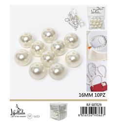 PERLINE IN PVC CON FORO - BIANCO 16MM - 10PZ