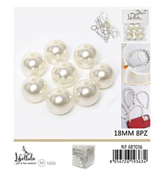 PERLINE IN PVC CON FORO - BIANCO 18MM - 8PZ