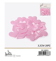 CUORI DECORATIVI IN TESSUTO - ROSA 3,2CM - 20PZGev