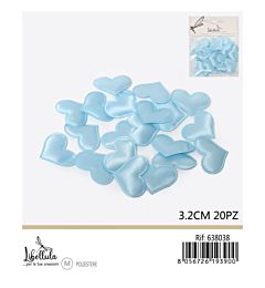 CUORI DECORATIVI IN TESSUTO - AZZURRO 3,2CM - 20PZGev