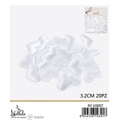 CUORI DECORATIVI IN TESSUTO - BIANCO 3,2CM - 20PZGev