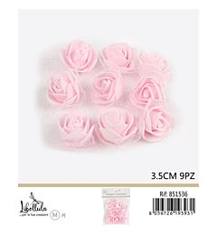 FIORI DECORATIVI CON VELO - ROSA 3,5CM - 9PZ