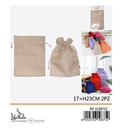 SACCHETTI EFFETTO LINO - BEIGE 17x23CM - 2PZGev