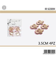 SAGOME DECORATIVE - CIUCCIO ROSA 3,5CM - 4PZ