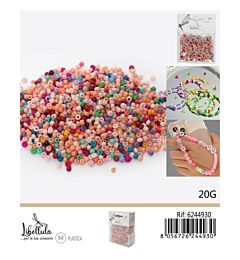PERLINE IN PVC CON FORO - COLORI MISTI ROSA 3MM - 20G