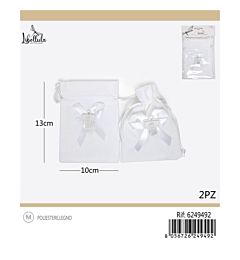 SACCHETTI LINO PER COMUNIONE - BIANCO 10x13CM - 2PZ