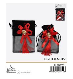SACCHETTI LAUREA - NERO & ROSSO 10x13CM - 2PZ