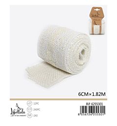 Nastro Lino con Pizzo Bianco - 6cm/1,82mGev
