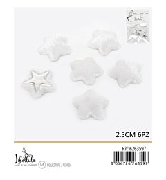 STELLE DECORATIVE IN FLANELLA - BIANCO 2,5CM - 6PZ