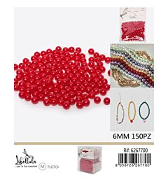 PERLINE IN PVC CON FORO - ROSSO 6MM - 150PZGev