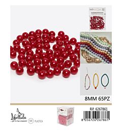 PERLINE IN PVC CON FORO - ROSSO 8MM - 65PZGev