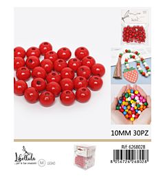 PERLINE DI LEGNO - ROSSO 10MM - 30PZGev
