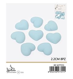 CUORI DECORATIVI IN RESINA - AZZURRO 2,2CM - 8PZGev