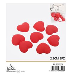 CUORI DECORATIVI IN RESINA - ROSSO 2,2CM - 8PZGev
