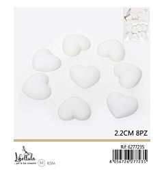 CUORI DECORATIVI IN RESINA - BIANCO 2,2CM - 8PZGev