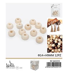 PERLINE DI LEGNO CON FORO 14MM- 12PZ