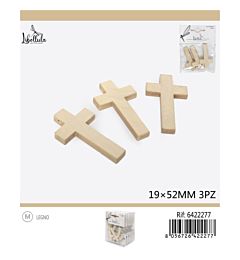 CROCE DECORATIVI CON FORO - 19x52MM - 3PZGev