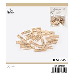 MINI MOLLETTE DI LEGNO - 3CM - 25PZ
