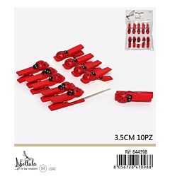MINI MOLLETTE CON COCCINELLA - ROSSO 3,5CM - 10PZGev