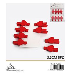 MINI MOLLETTE CON CUORE - ROSSO 3,5CM - 8PZGev