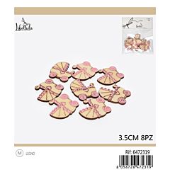 SAGOME DECORATIVE -PASSEGGINO ROSA 3,5CM - 8PZ