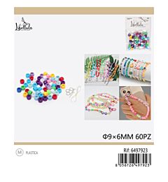 PERLINE IN PVC CON FORO - COLORI MISTI 9MM - 60PZ