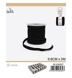 NASTRO ELASTICO - NERO 6MM x 3M