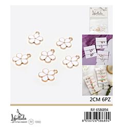 CIONDOLO A FIORE - BIANCO 2CM - 6PZGev