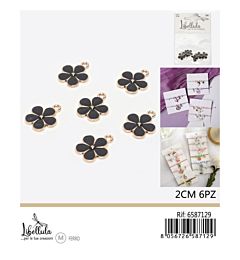 CIONDOLO A FIORE - NERO 2CM - 6PZGev