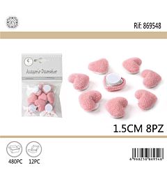 Cuore con Adesivo 1,5cm - Rosa 8pz