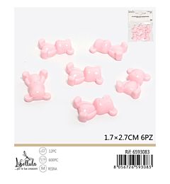 Orsetto Decorativo Seduto 1,7x2,7cm - Rosa 6pzGev