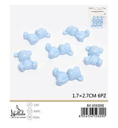 Orsetto Decorativo Seduto 1,7x2,7cm - Azzurro 6pz