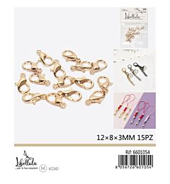 ACCESSORI BIGIOTTERIA - MOSCHETTONI ORO - 15PZGev