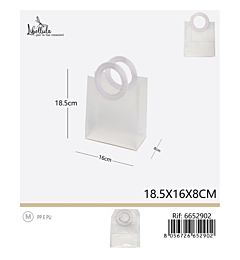 SACCHETTO TRASPARENTE - MANICO TONDO BIANCO - 18,5x16CM