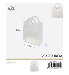SACCHETTO TRASPARENTE - MANICO TONDO BIANCO - 23x20CMGev