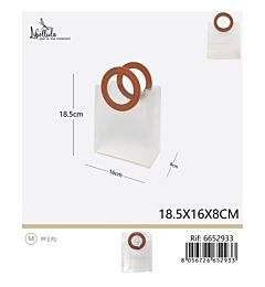 SACCHETTO TRASPARENTE - MANICO TONDO BEIGE - 18,5x16CM