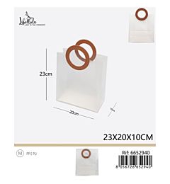 SACCHETTO TRASPARENTE - MANICO TONDO BEIGE - 23x20CM