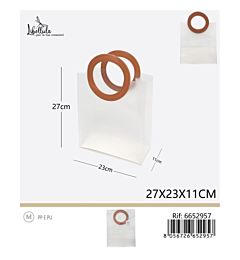 SACCHETTO TRASPARENTE - MANICO TONDO BEIGE - 27x23CM