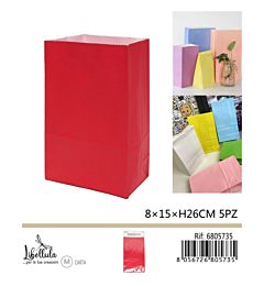 SACCHETTI DI CARTA - ROSSO 15x26CM - 5PZGev