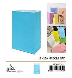 SACCHETTI DI CARTA - AZZURRO 15x26CM - 5PZGev