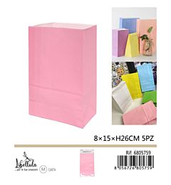SACCHETTI DI CARTA - ROSA 15x26CM - 5PZGev