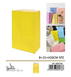 SACCHETTI DI CARTA - GIALLO 15x26CM - 5PZGev