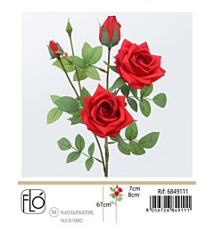 Ramo Artificiale Rose Rosse - 67cm