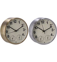 OROLOGIO CON TERMOMETRO + IGROMETRO ALLUMINIO D18
