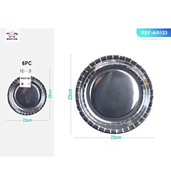PIATTI MONOUSO METALLIZZATO - ARGENTO 23CM - 6PZ
