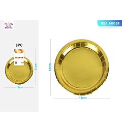 PIATTI MONOUSO METALLIZZATO - ORO 18CM - 8PZ