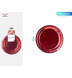PIATTI MONOUSO METALLIZZATO - ROSSO 18CM - 8PZ