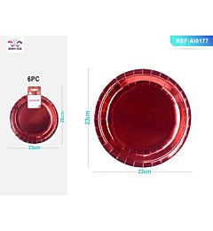 PIATTI MONOUSO METALLIZZATO - ROSSO 23CM - 6PZ